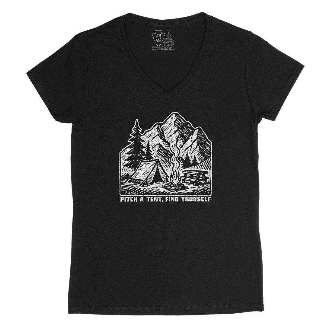 Pitch A Tent Find Yourself Women's V-Neck Tee