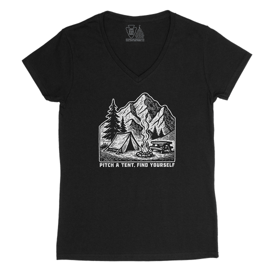 Pitch A Tent Find Yourself Women's V-Neck Tee