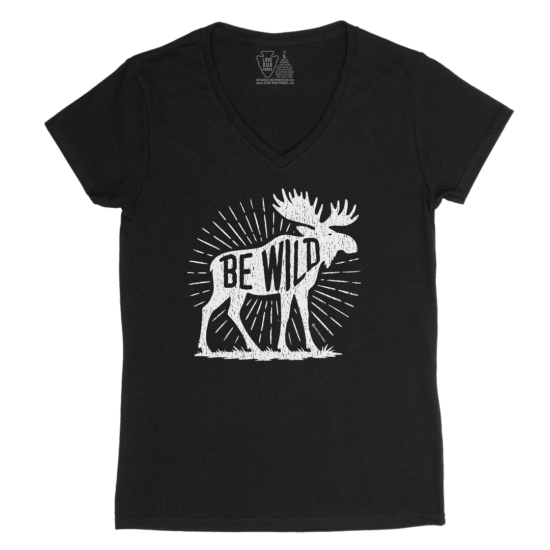 Be Wild Moose Women's V-Neck Tee