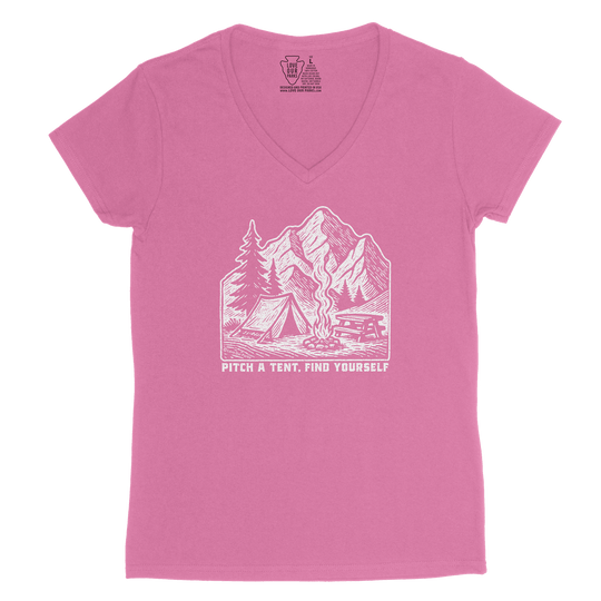 Pitch A Tent Find Yourself Women's V-Neck Tee
