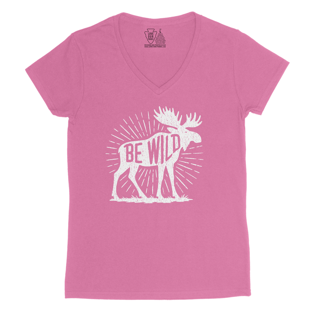 Be Wild Moose Women's V-Neck Tee