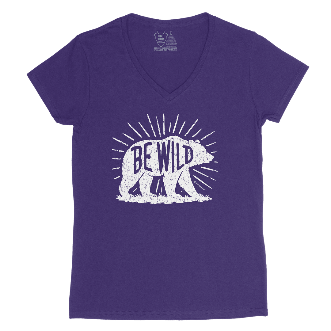 Be Wild Bear Women's V-Neck Tee