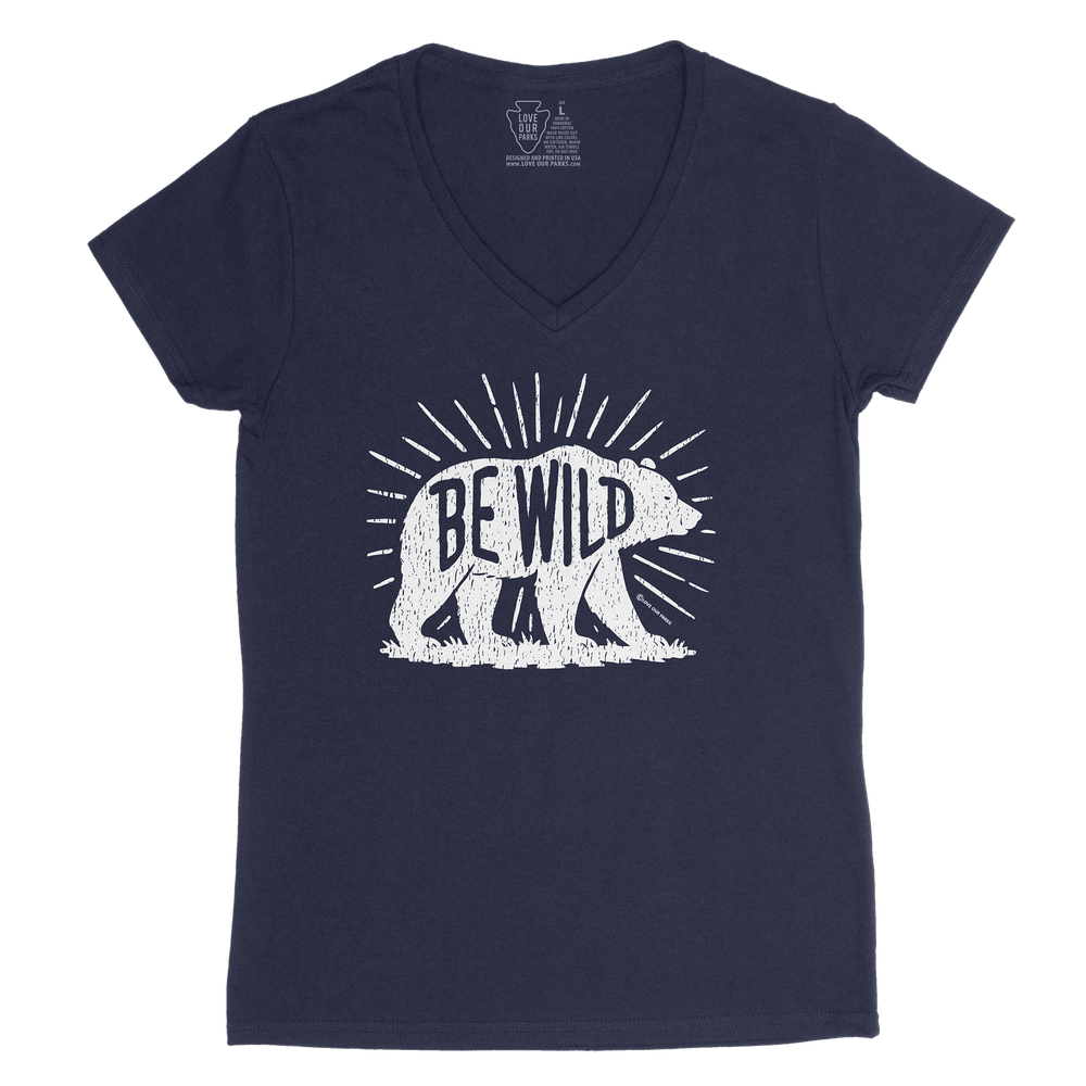 Be Wild Bear Women's V-Neck Tee