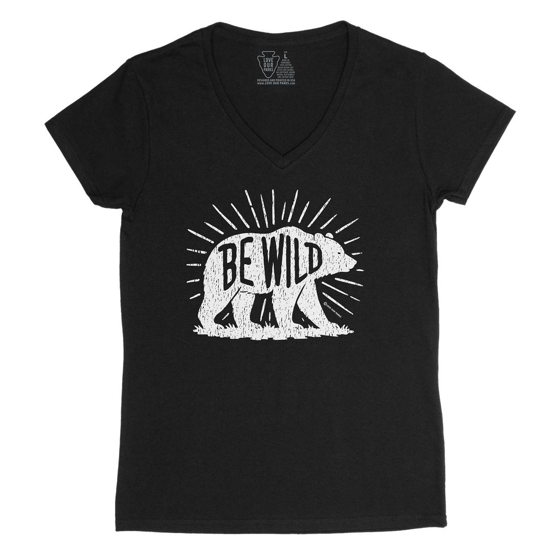Be Wild Bear Women's V-Neck Tee