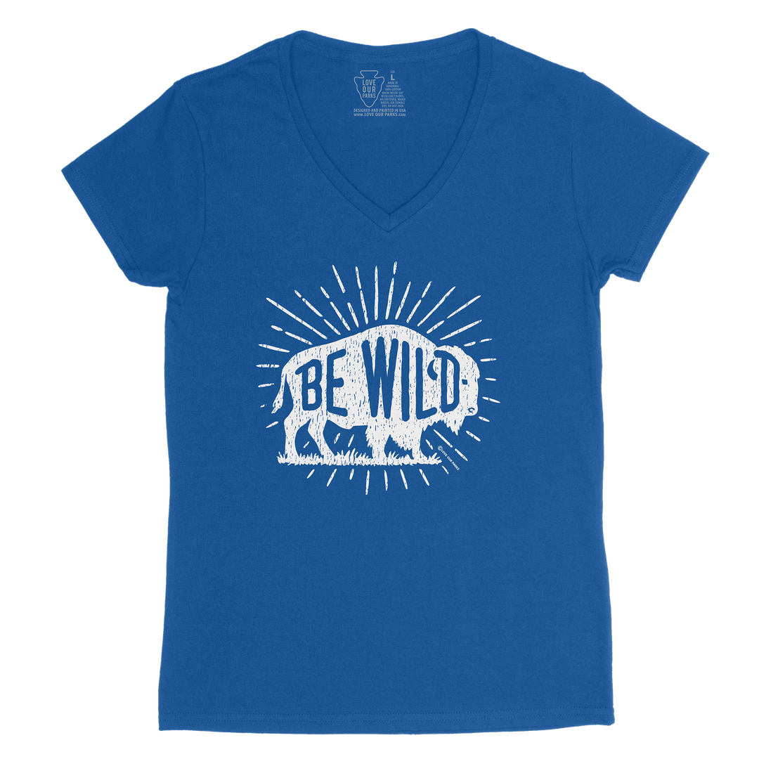 Be Wild Bison Women's V-Neck Tee