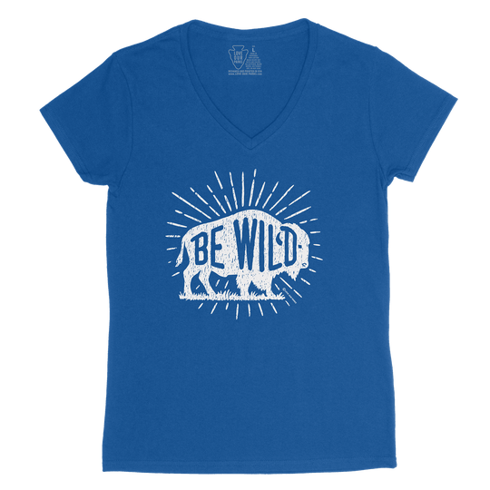 Be Wild Bison Women's V-Neck Tee