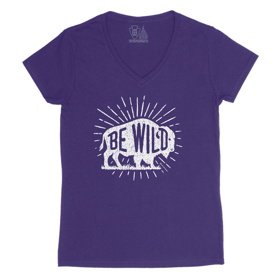Be Wild Bison Women's V-Neck Tee