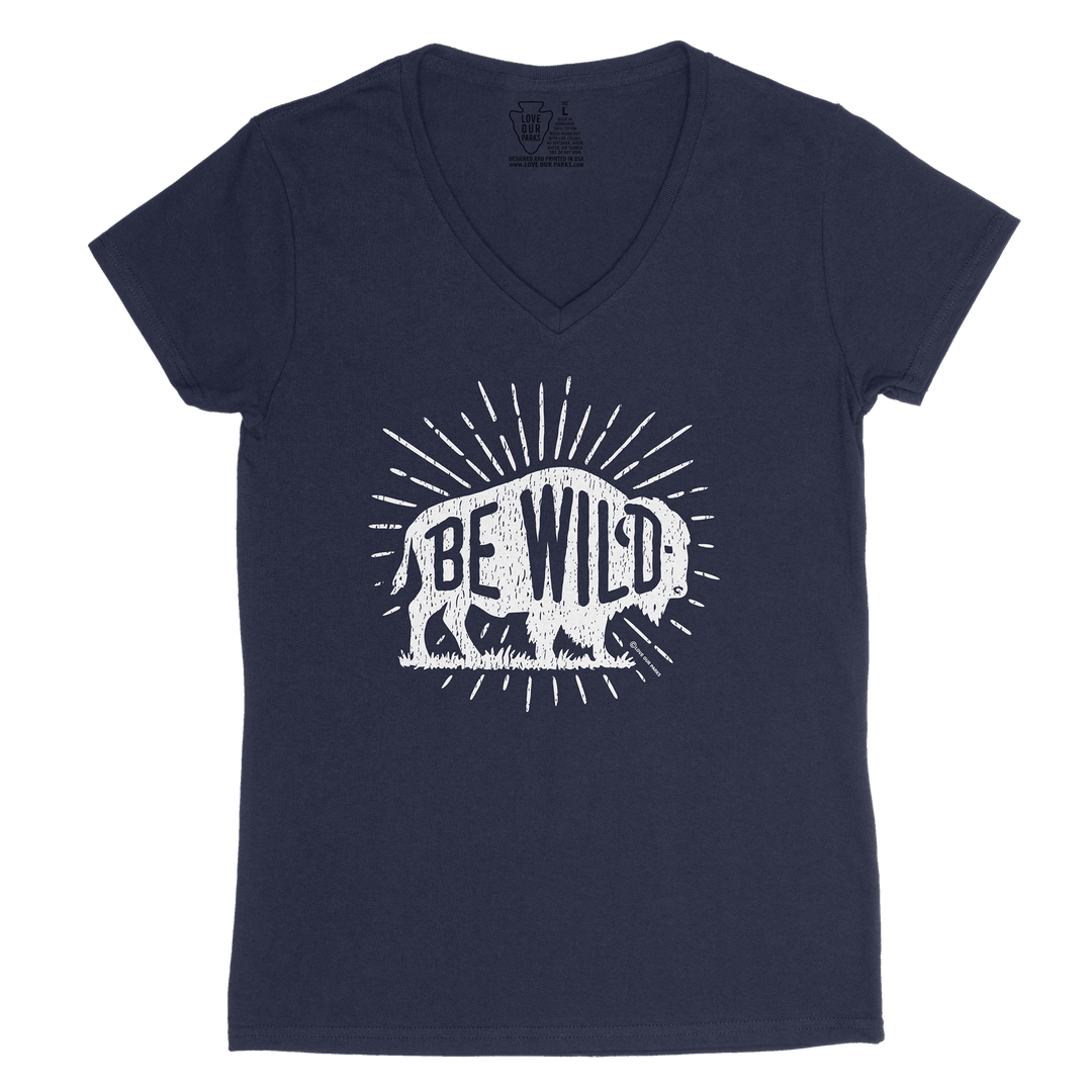Be Wild Bison Women's V-Neck Tee