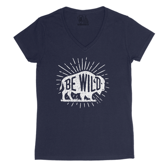 Be Wild Bison Women's V-Neck Tee