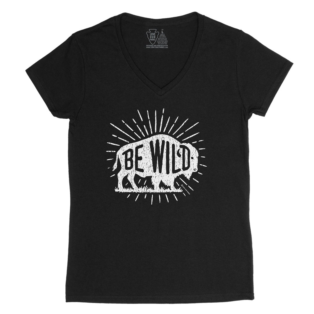 Be Wild Bison Women's V-Neck Tee