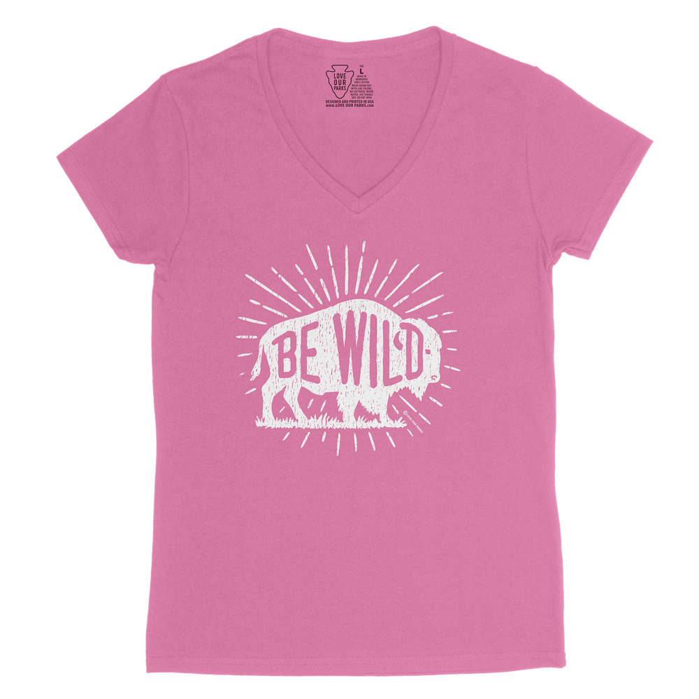 Be Wild Bison Women's V-Neck Tee