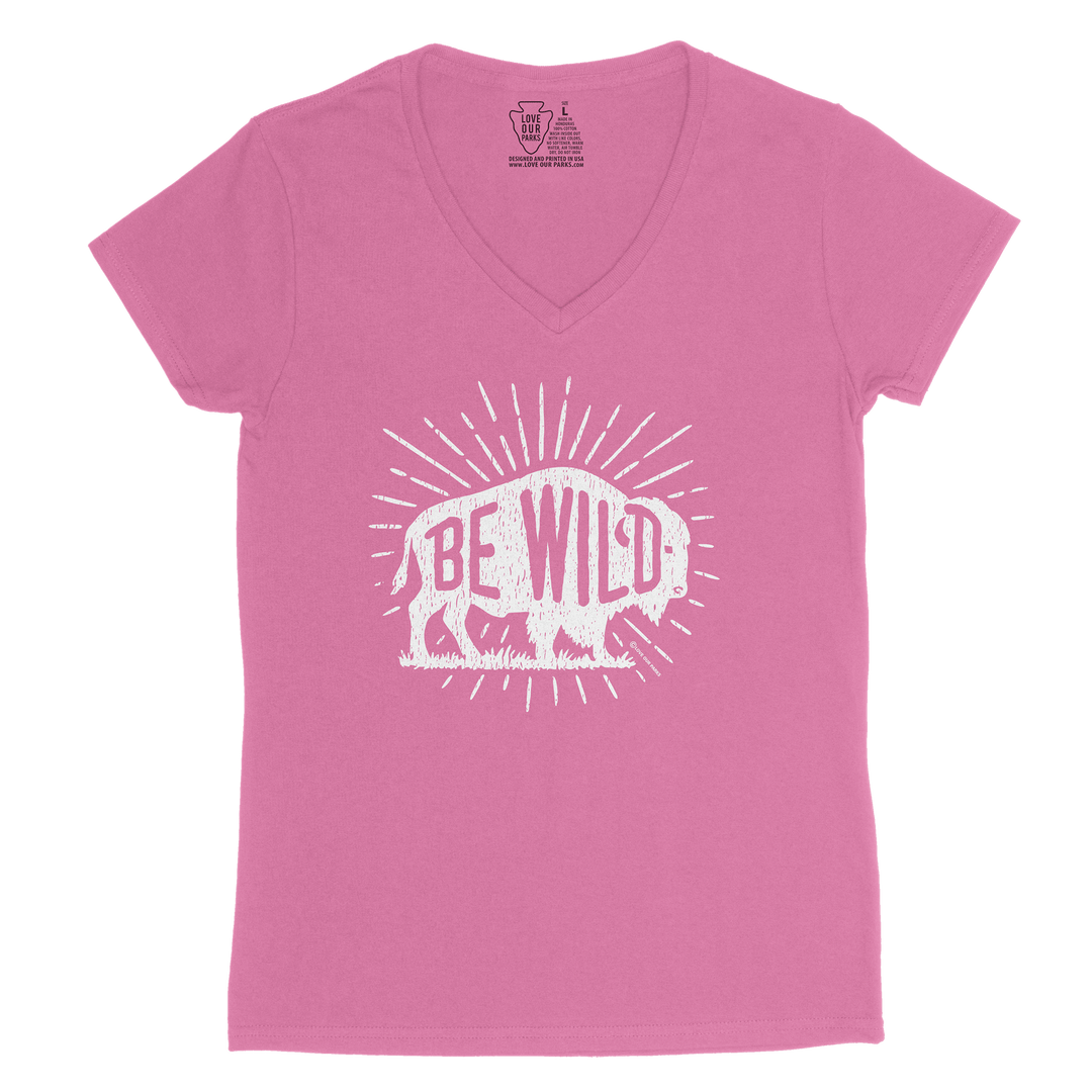 Be Wild Bison Women's V-Neck Tee