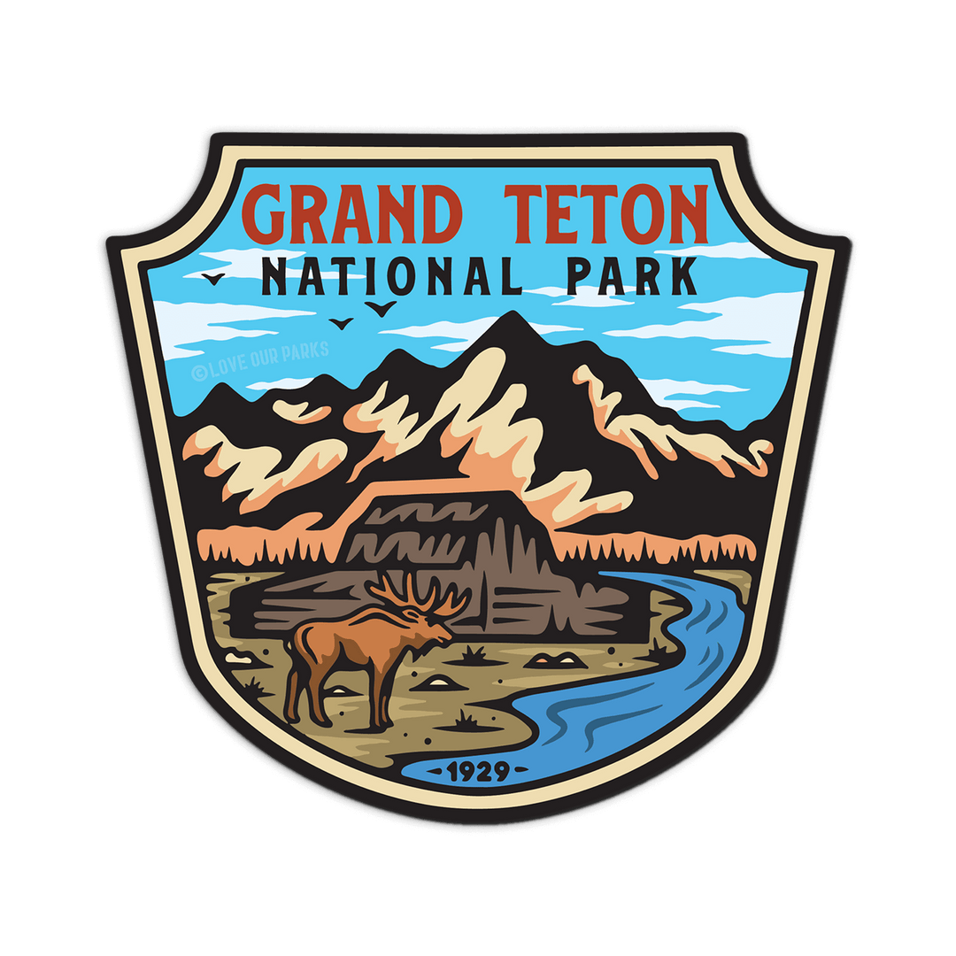 Grand Teton National Park Retro Sticker